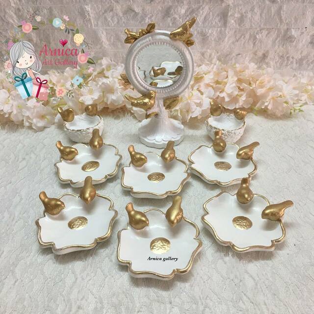 هفت سین دو پرنده سفید طلایی